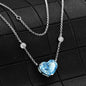 Ocean Blue Heart-Shaped Zircon Necklace