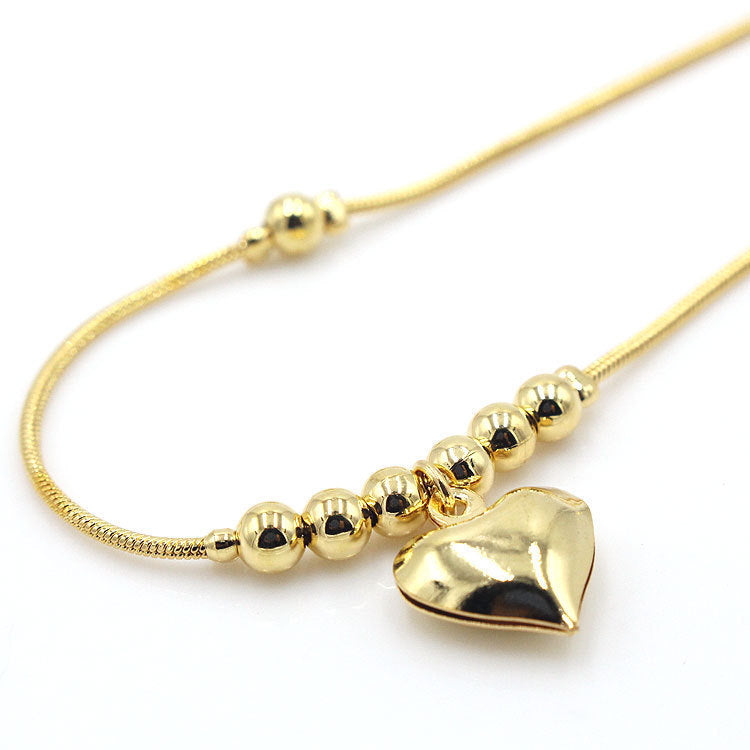 Gothic Gold Colour Heart Pendant Anklet