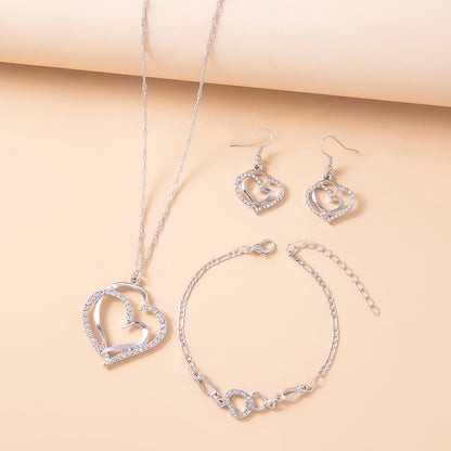 Romantic Crystal Heart Jewelry Set for Women