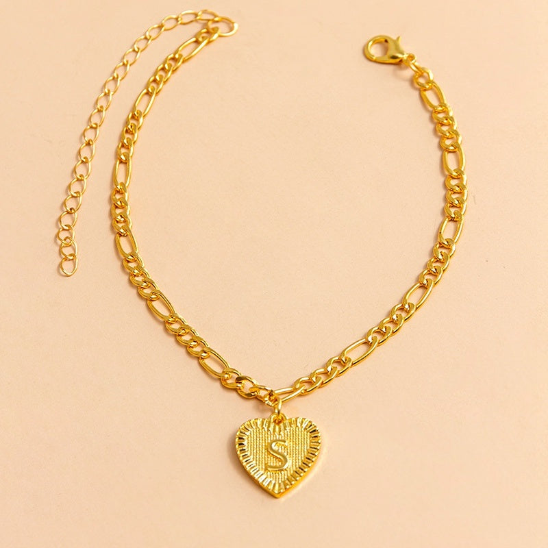 Gold Initial Letter Anklet for Women