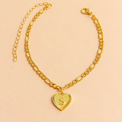 Gold Initial Letter Anklet for Women