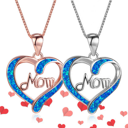 Heart Shaped MOM Letter Pendant Necklace