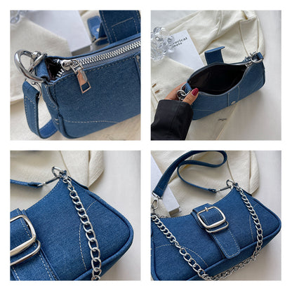 Denim Shoulder Bags, Black, Blue & Dark Blue