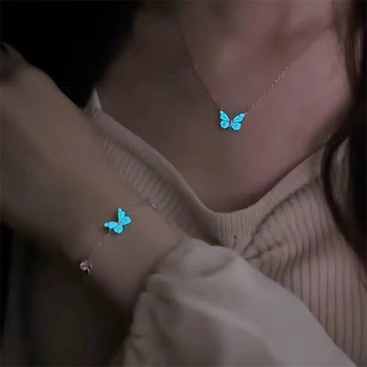 Luminous Butterfly Necklace & Bracelet Set