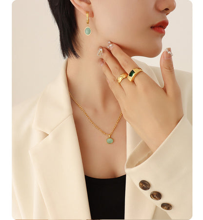 Green Aventurine Pendant Earrings & Necklace Set