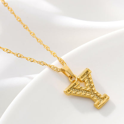 Gold Initial Letter Necklace – 18K Gold Plated A–Z Alphabet