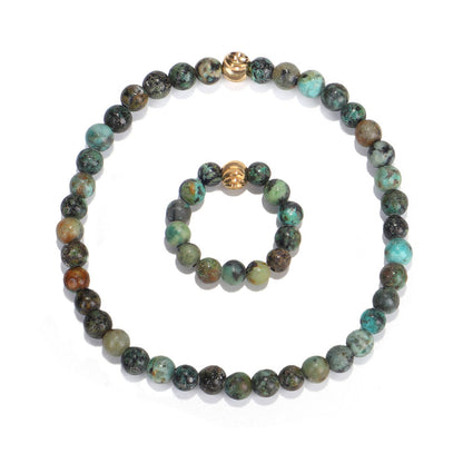 Summer New African Turquoise Elastic Bracelet 7 Ring