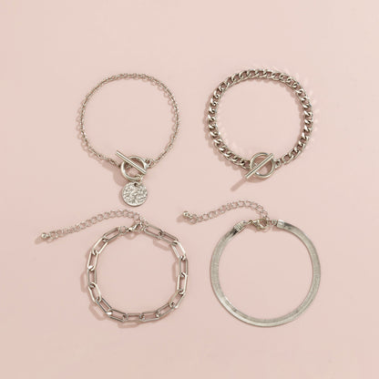 Metal Wind Hollow Chain Snake Bone Bracelet Set - 4Pc