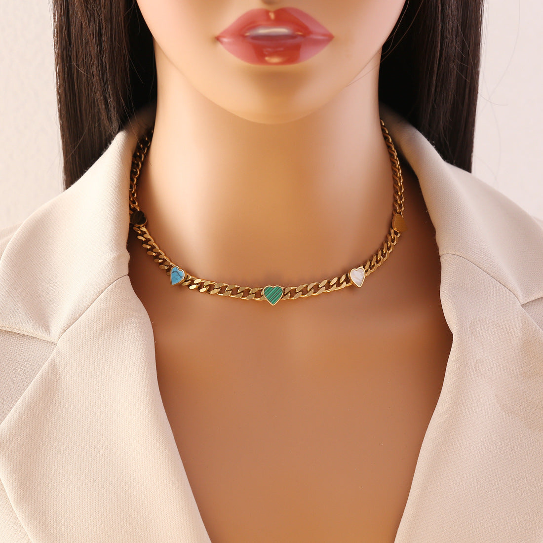 Elegant Heart & Butterfly Stainless Steel Necklace