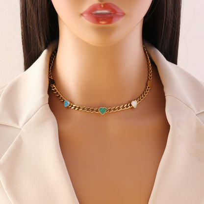 Elegant Heart & Butterfly Stainless Steel Necklace