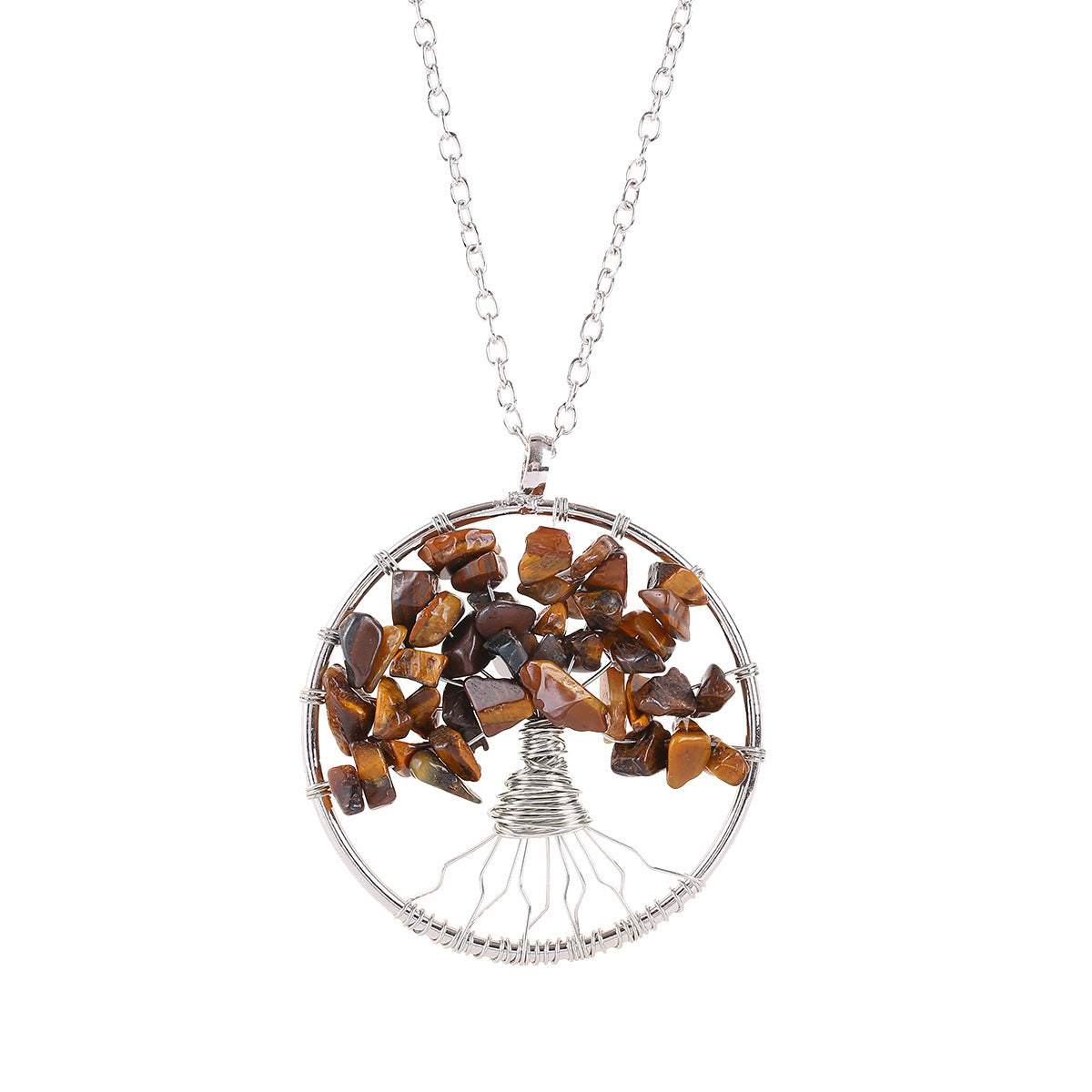 Tree of Life Crystal Gravel Pendant Necklace