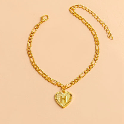Gold Initial Letter Anklet for Women