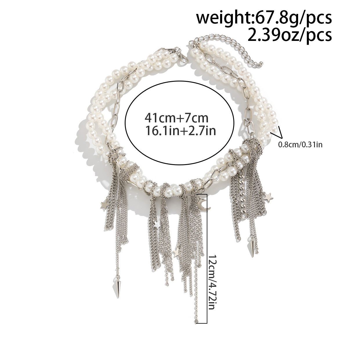 Metal Star Moon Tassel Necklace