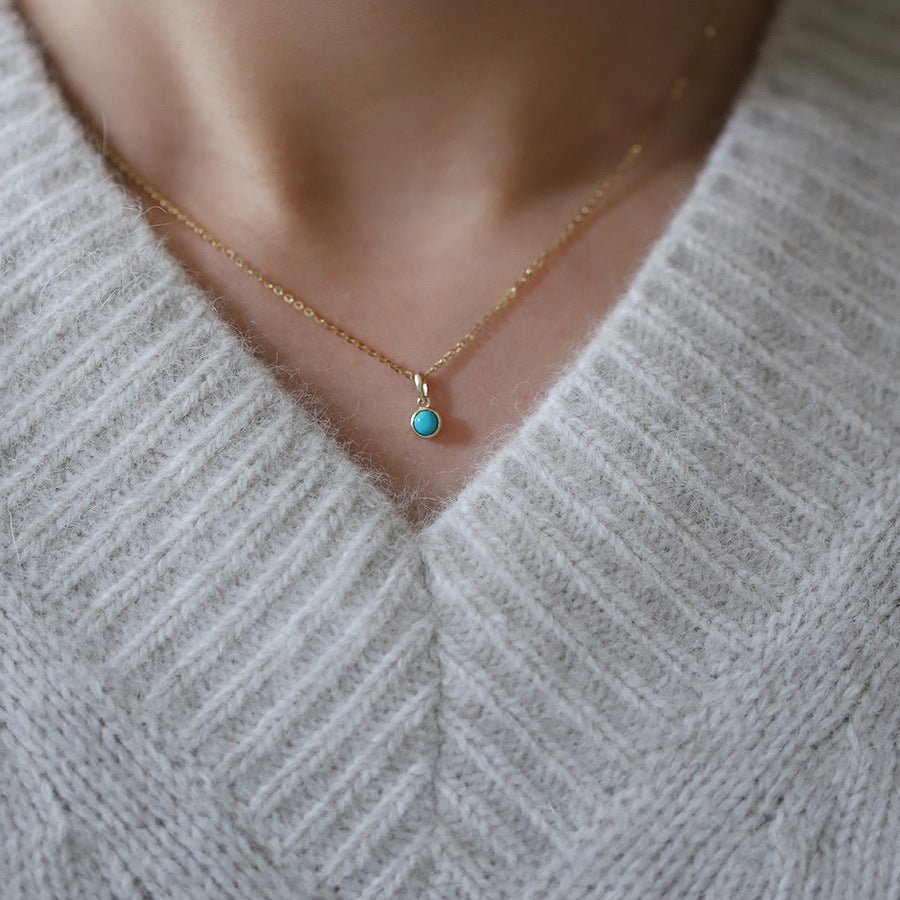 Women’s Simple Fashion S925 Sterling Silver Turquoise Necklace