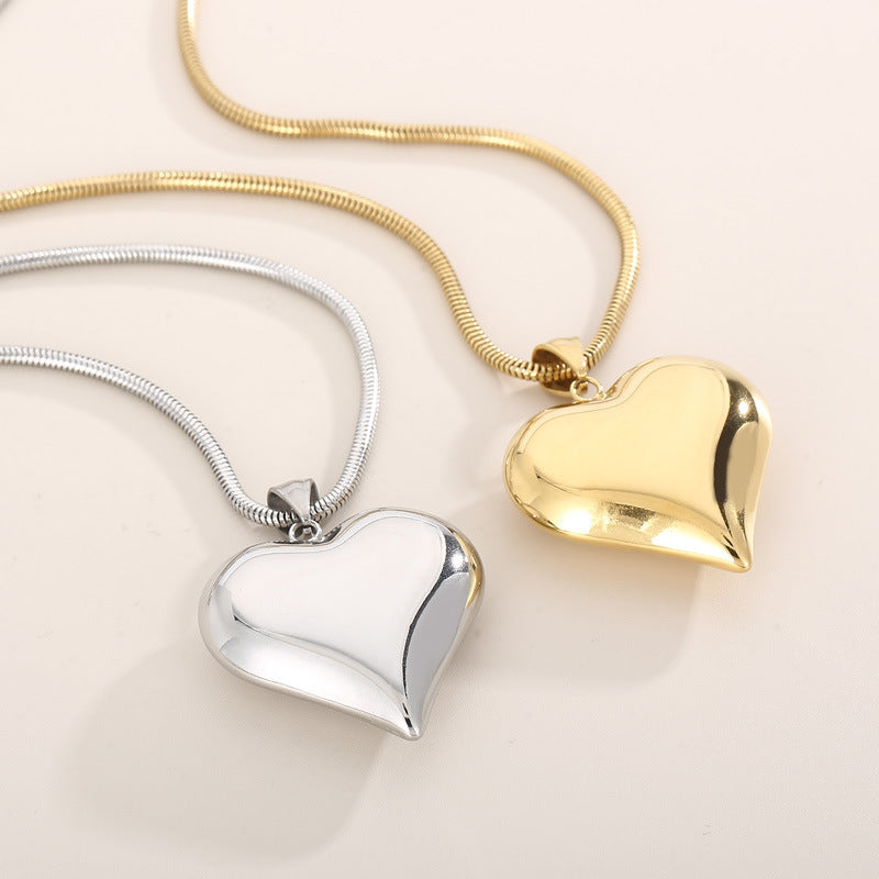 Gold Silver Plain Heart-Shaped Necklace