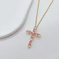 Zircon Water Drops Cross Necklace
