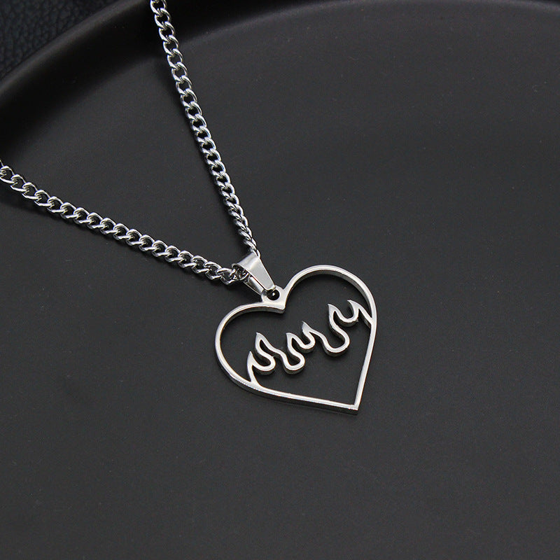 Love Flame Couple Necklace Stainless Steel
