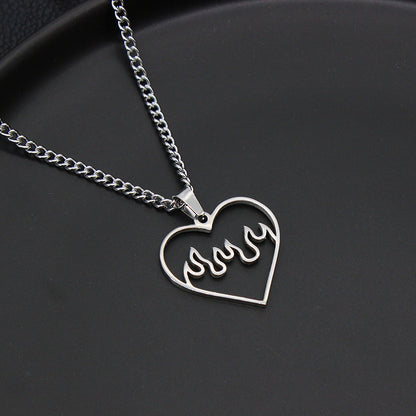 Love Flame Couple Necklace Stainless Steel