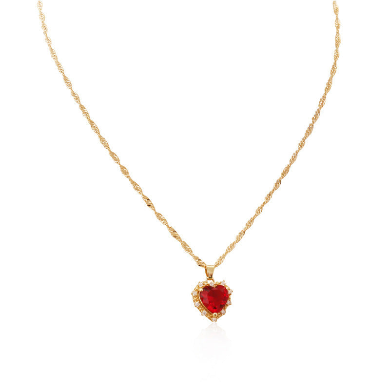 Heart-Shaped Rhinestone Collarbone Necklace