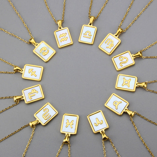 Square Shell Zodiac Necklace