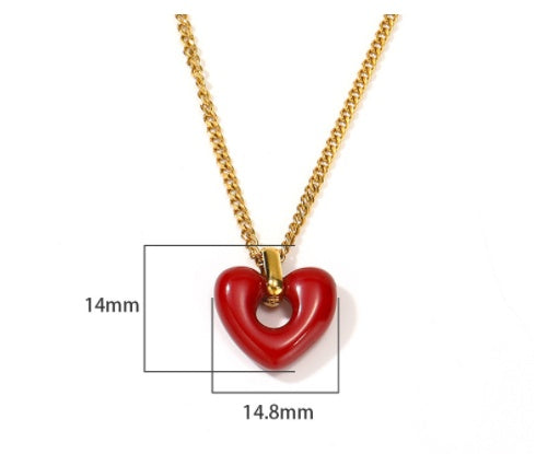 Heart-Shaped Red Agate Pendant Necklace