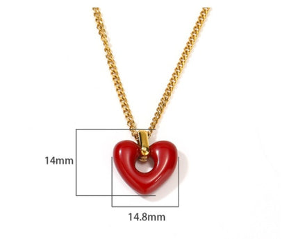 Heart-Shaped Red Agate Pendant Necklace