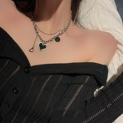 Double Layered Love Heart Clavicle Chain