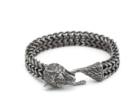 Men's Vintage Black Wolf Head Bracelet