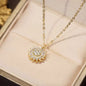 Rotatable Sunflower Necklace with Diamonds