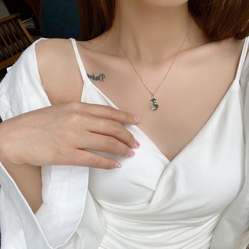 Abstract Face Metal Choker Necklace