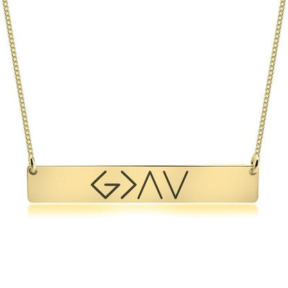 One Word Horizontal Bar Pendant Necklace