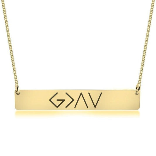 One Word Horizontal Bar Pendant Necklace