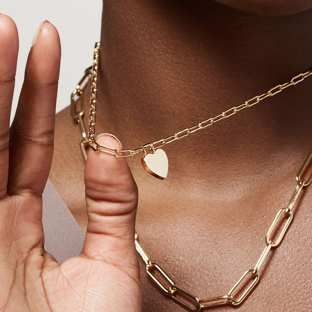 Minimalist Peach Heart Multi-Layer Necklace