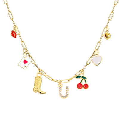 A-Z 26-Letter Diamond Initial Necklace, Multi Pendant