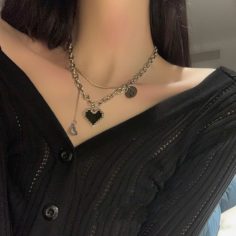 Double Layered Love Heart Clavicle Chain