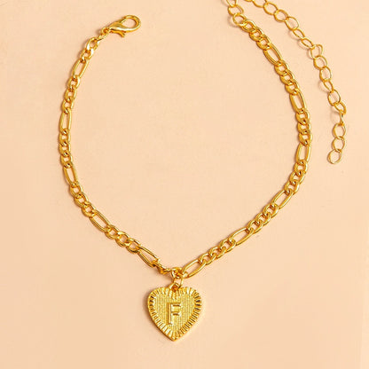 Gold Initial Letter Anklet for Women