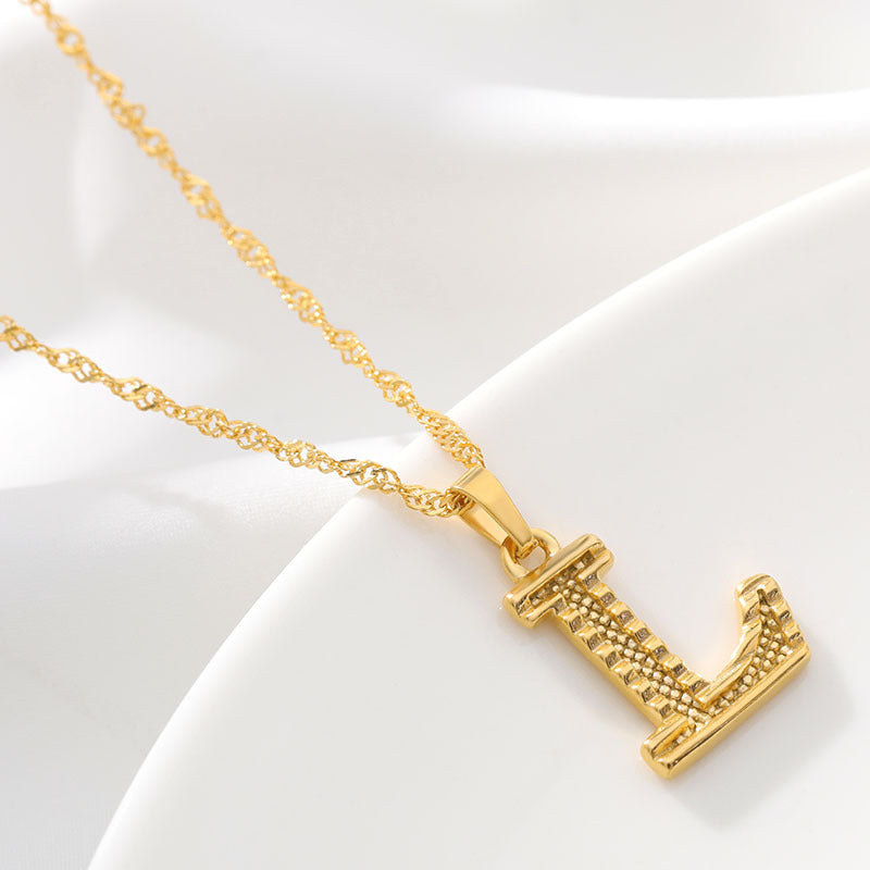 Gold Initial Letter Necklace – 18K Gold Plated A–Z Alphabet