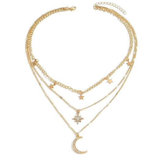 Multi-Layer Moon & Star Necklace for Women