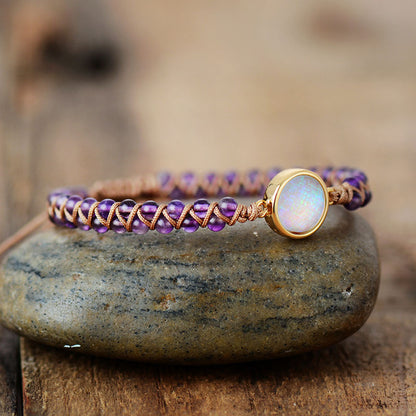 Stone Wrap Bracelet with Amethyst & Opal