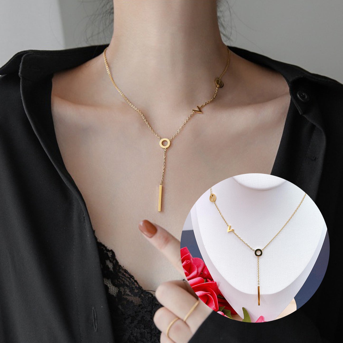 Roman Letter & Butterfly Clavicle Necklace