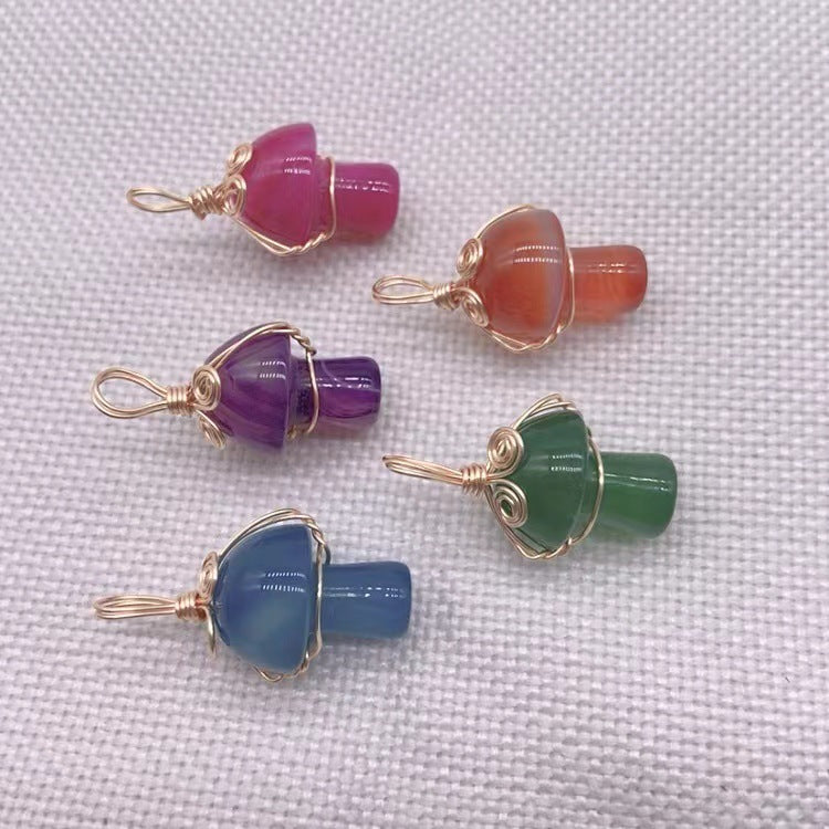Winding Small Mushroom Natural Stone Necklaces