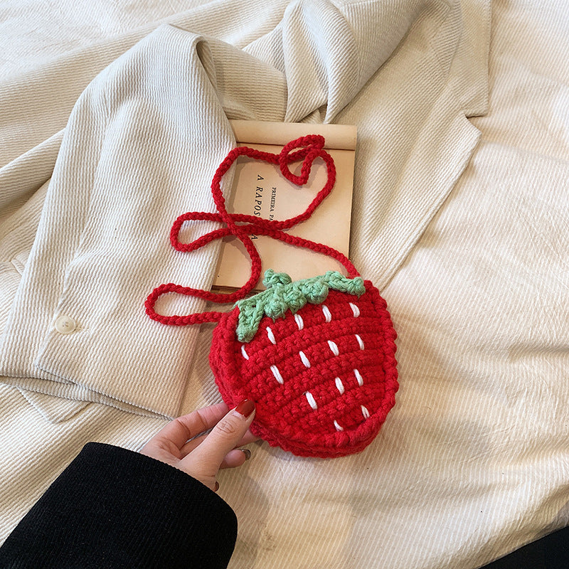 Handmade Knitted Wool Strawberry Crossbody Bag