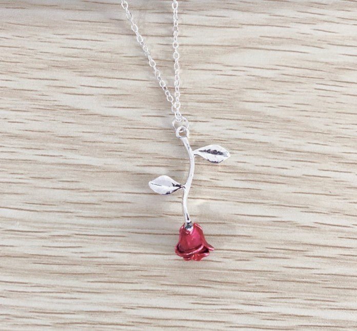 Elegant Drop Red Rose Flower Pendant Necklaces - Trendy Radar