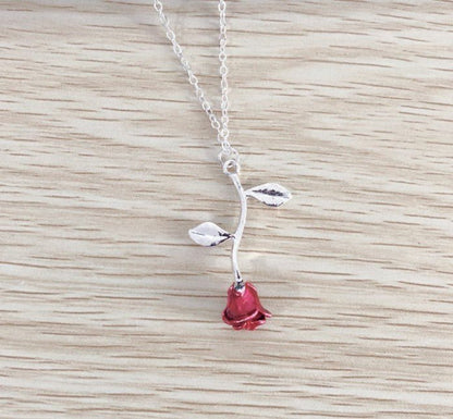 Elegant Drop Red Rose Flower Pendant Necklaces - Trendy Radar