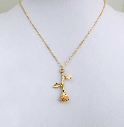 Elegant Drop Red Rose Flower Pendant Necklaces - Trendy Radar