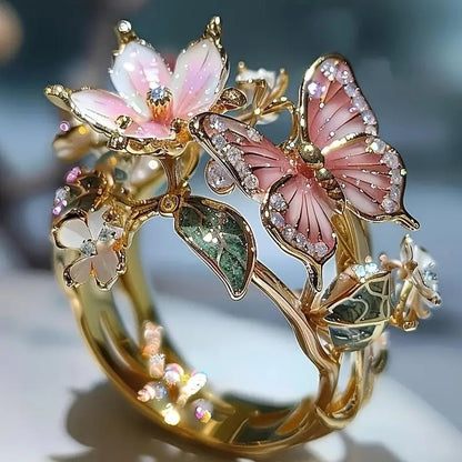 Elegant Flower Butterfly Ring - Trendy Radar