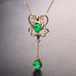Emerald Color Hollow Bow Pendant Necklace - Trendy Radar