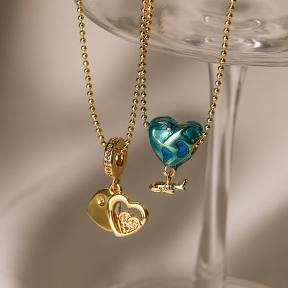 Love Heart Airplane Pendant Necklace
