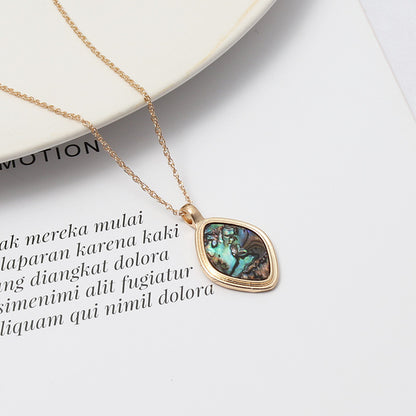 Abalone Shell & Turquoise Inlaid Short Chic Necklace