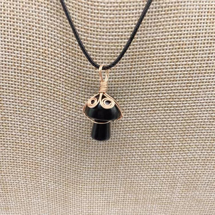 Winding Small Mushroom Natural Stone Necklaces